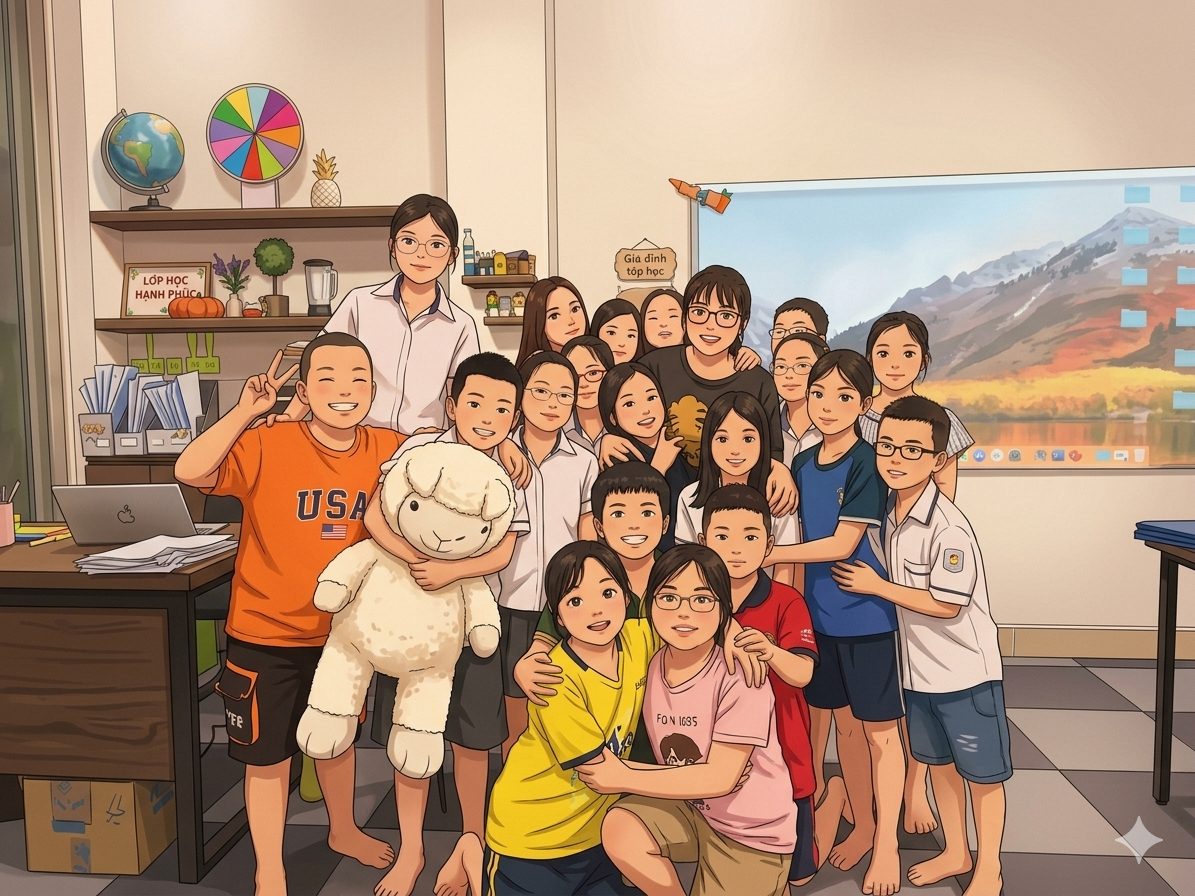 Học sinh Cindy English Class tham gia hoạt động tương tác trong lớp học